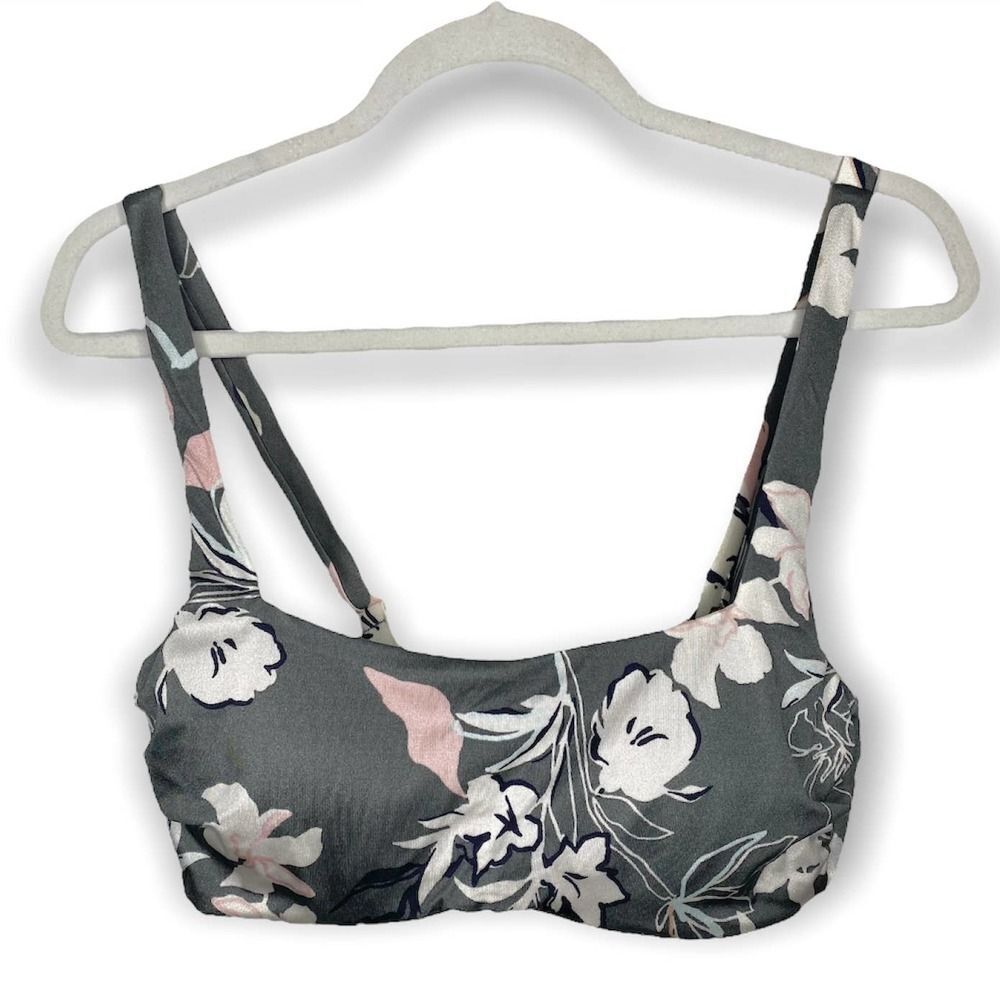 Athleta Aqualuxe Floral Wildflower Adjustable Bra-Sized Bikini Top 36B/C Gray - Picture 2 of 12